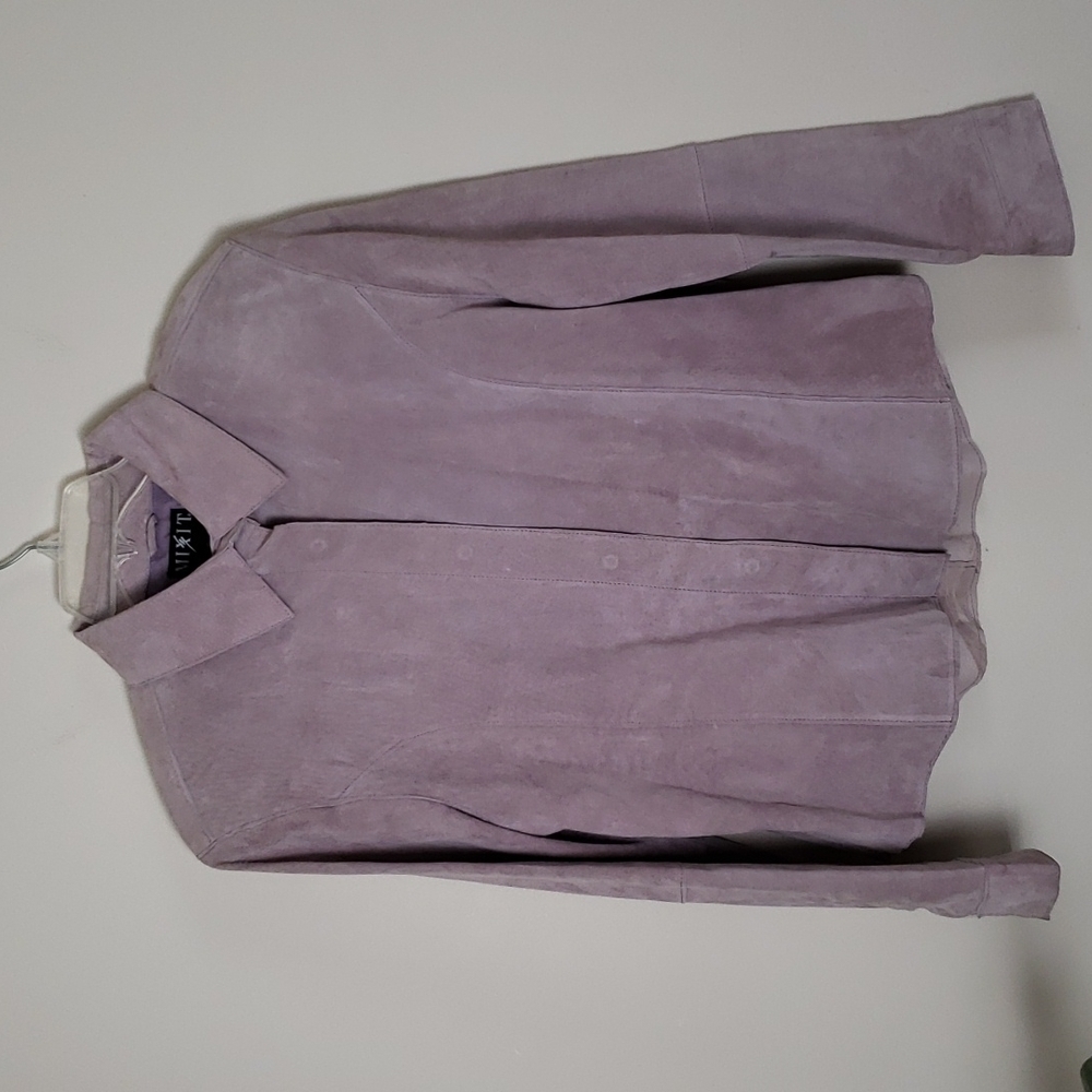Mix it pastel purple genuine suede leather jacket, western, women's size 16.